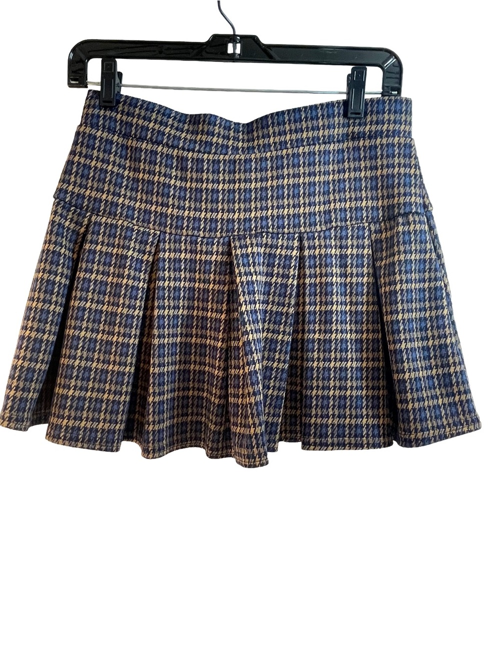 American Eagle Outfitters Blue and Tan Plaid Skater Skirt Women’s Size Small
